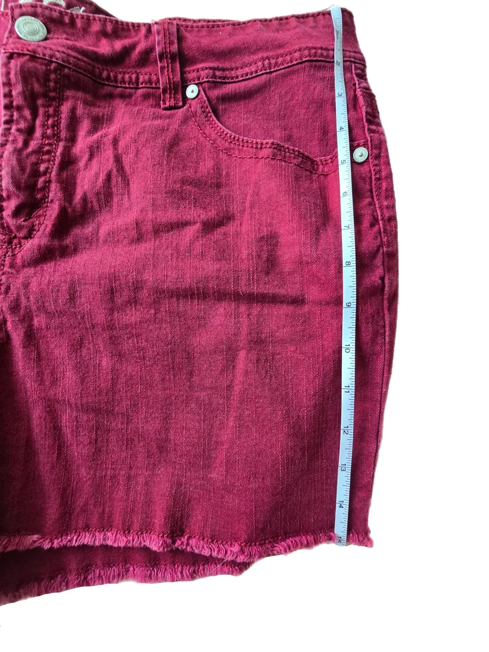 WallFlower Burgundy Frayed Hem Denim Shorts NWOT - Size 18